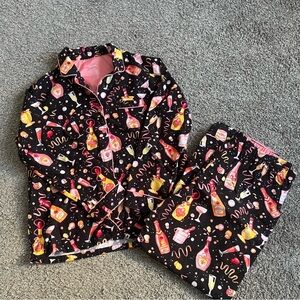 Nick & Nora SZ XL Rare New Year's Eve Champagne Party Cotton Flannel PJ Set